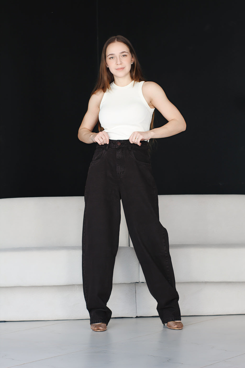 JEANS AMEPE BAGGY MARROM